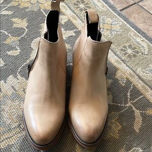 Tan Chelsea Leather Boots with zippers